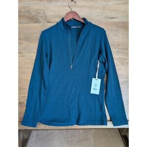 Ibex Pullover Womens Medium Kingfisher The Art of Wool FW24 Shak 1/4 Zip NWT